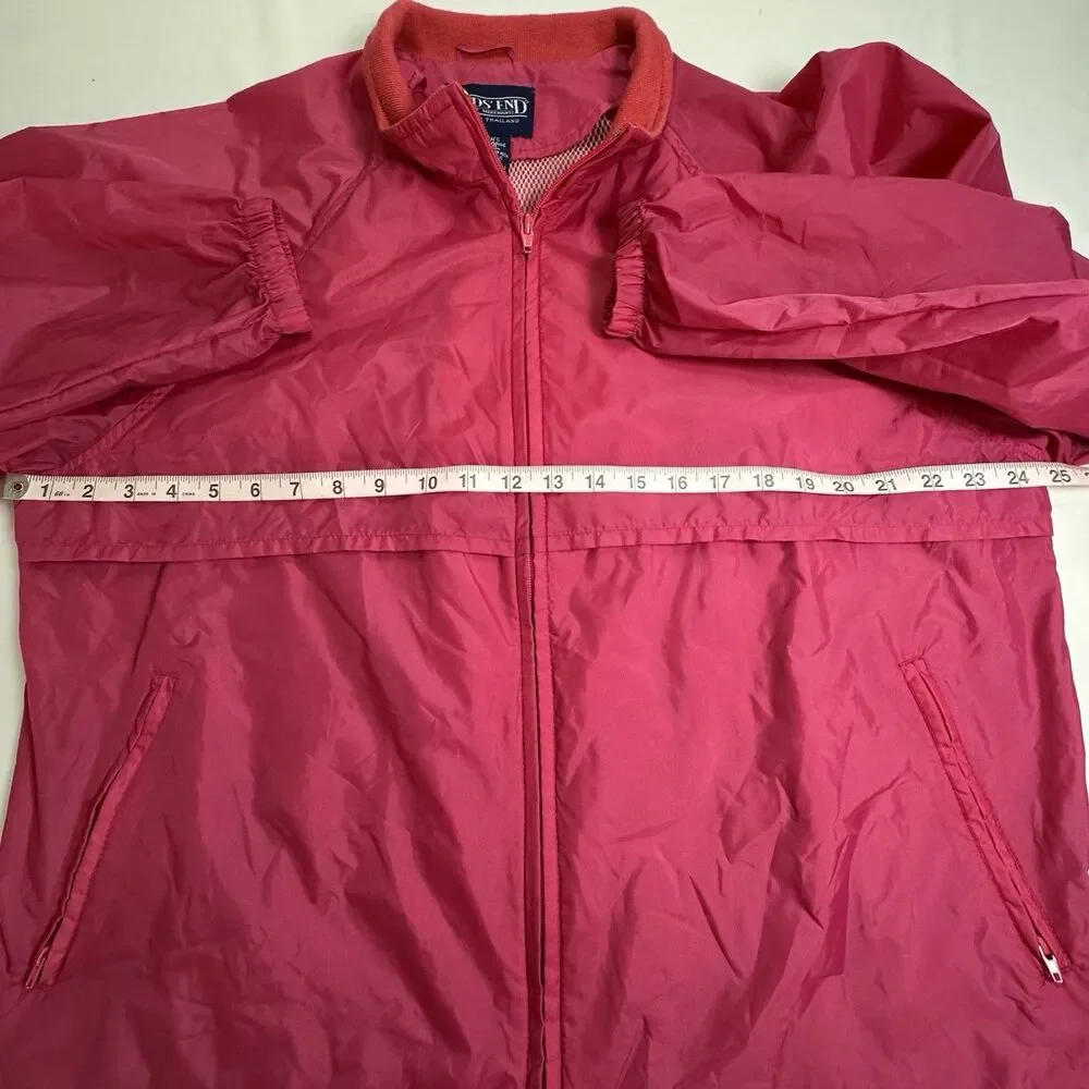 Lands’ End Pink Windbreaker Jacket XL 18/20 Lightweight Full Zip Women Travel